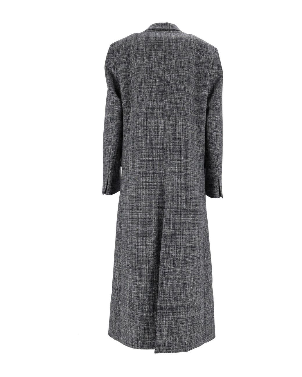 Fabiana Filippi Gray Night Double-Breasted Long Wool Coat