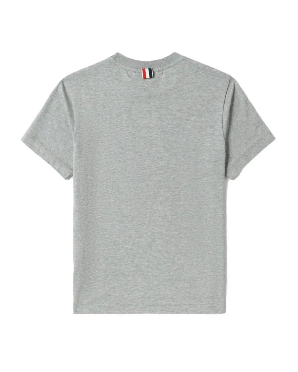 Thom Browne Gray Relaxed Fit Ss Tee With Side Slits