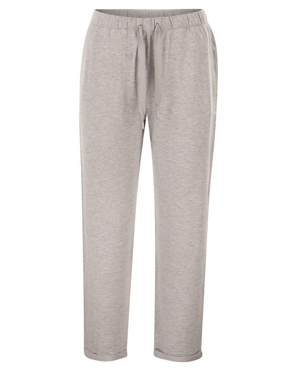 Majestic Gray Stretch Viscose Jogger Trousers With Drawstring Waist