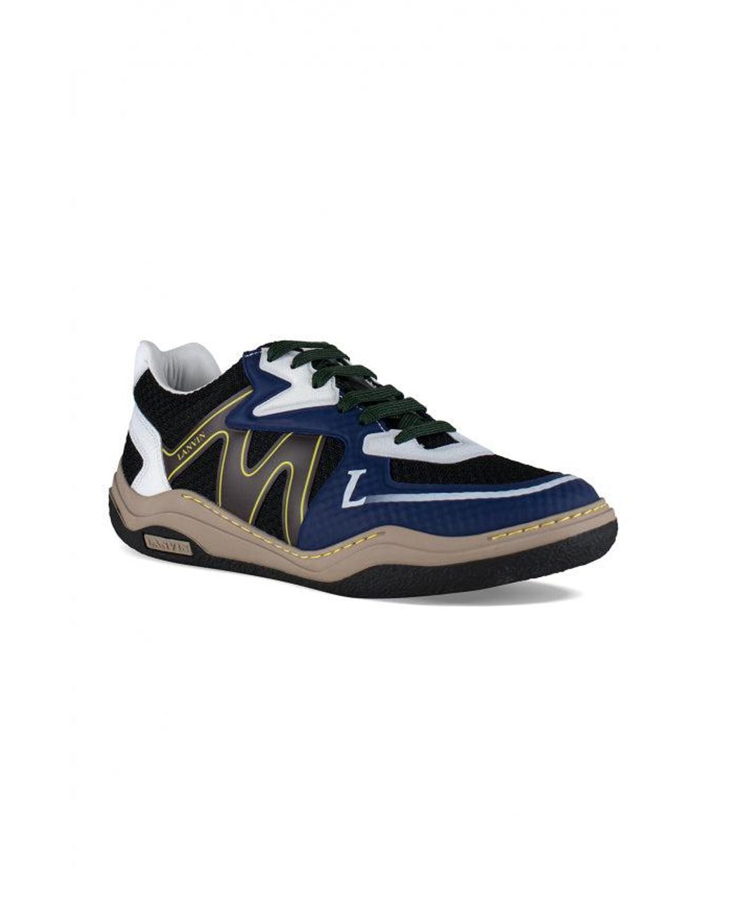 Lanvin Blue Low-Top Mesh Sneakers With Contrasting Inserts