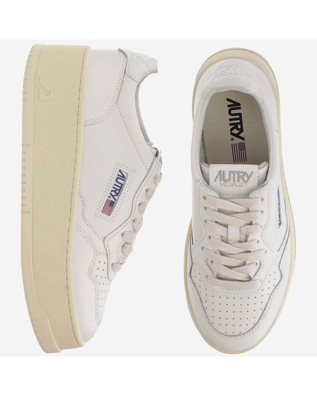 Autry White Medalist Platform Low Leather Sneakers