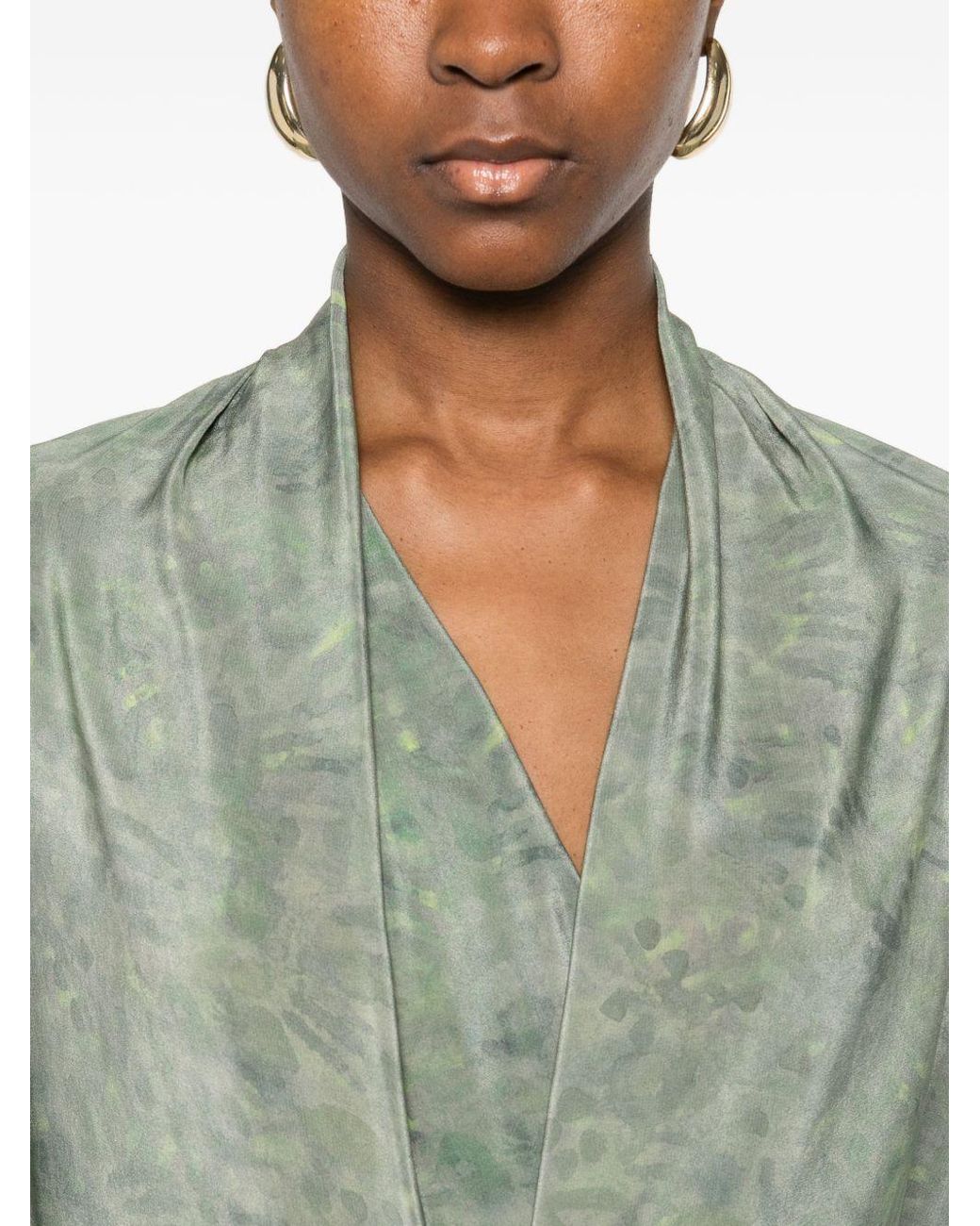Cortana Green Mayu Silk Long Dress