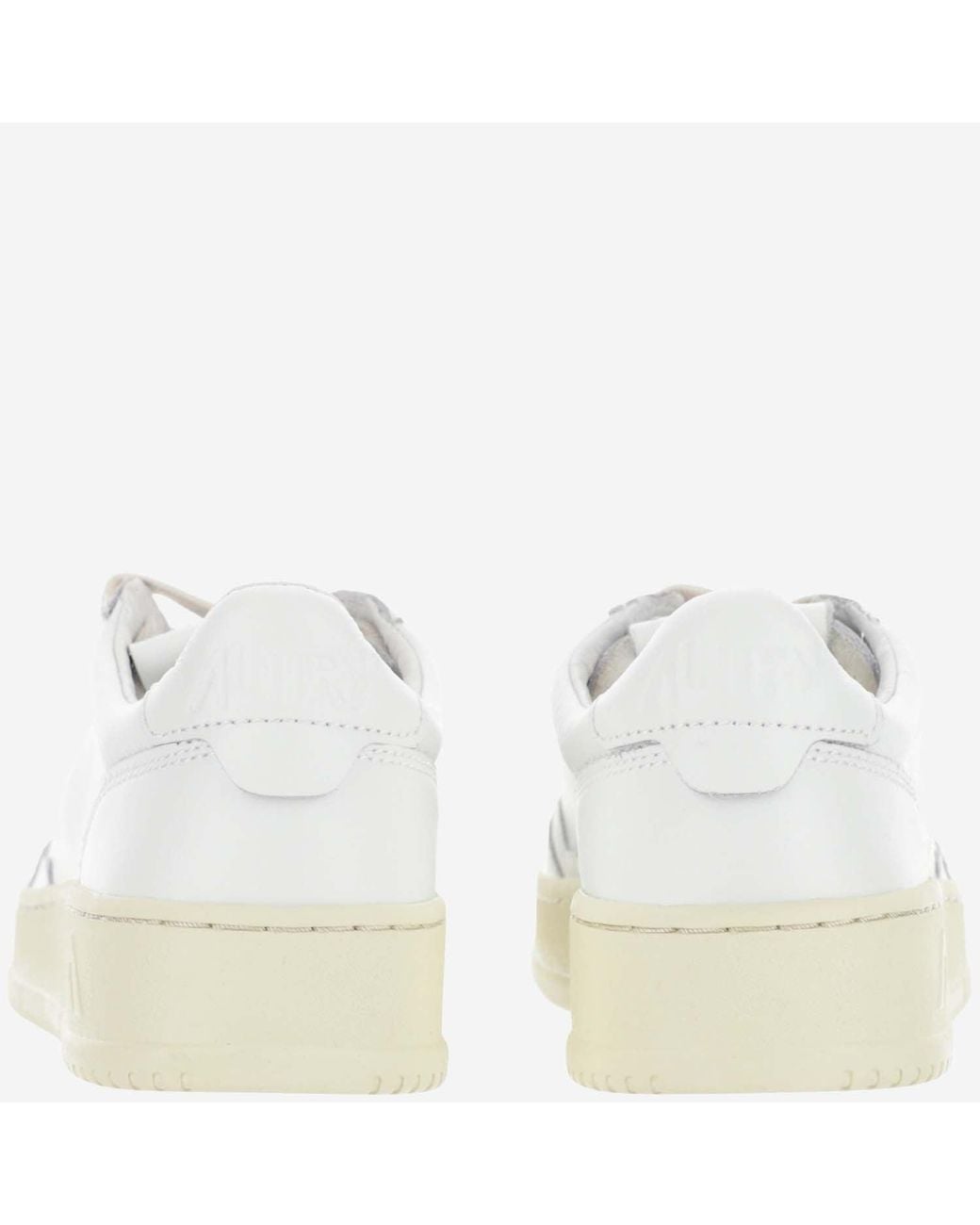 Autry White Low-Top Leather Sneakers With Perforated Round Toe And Logo Detailing