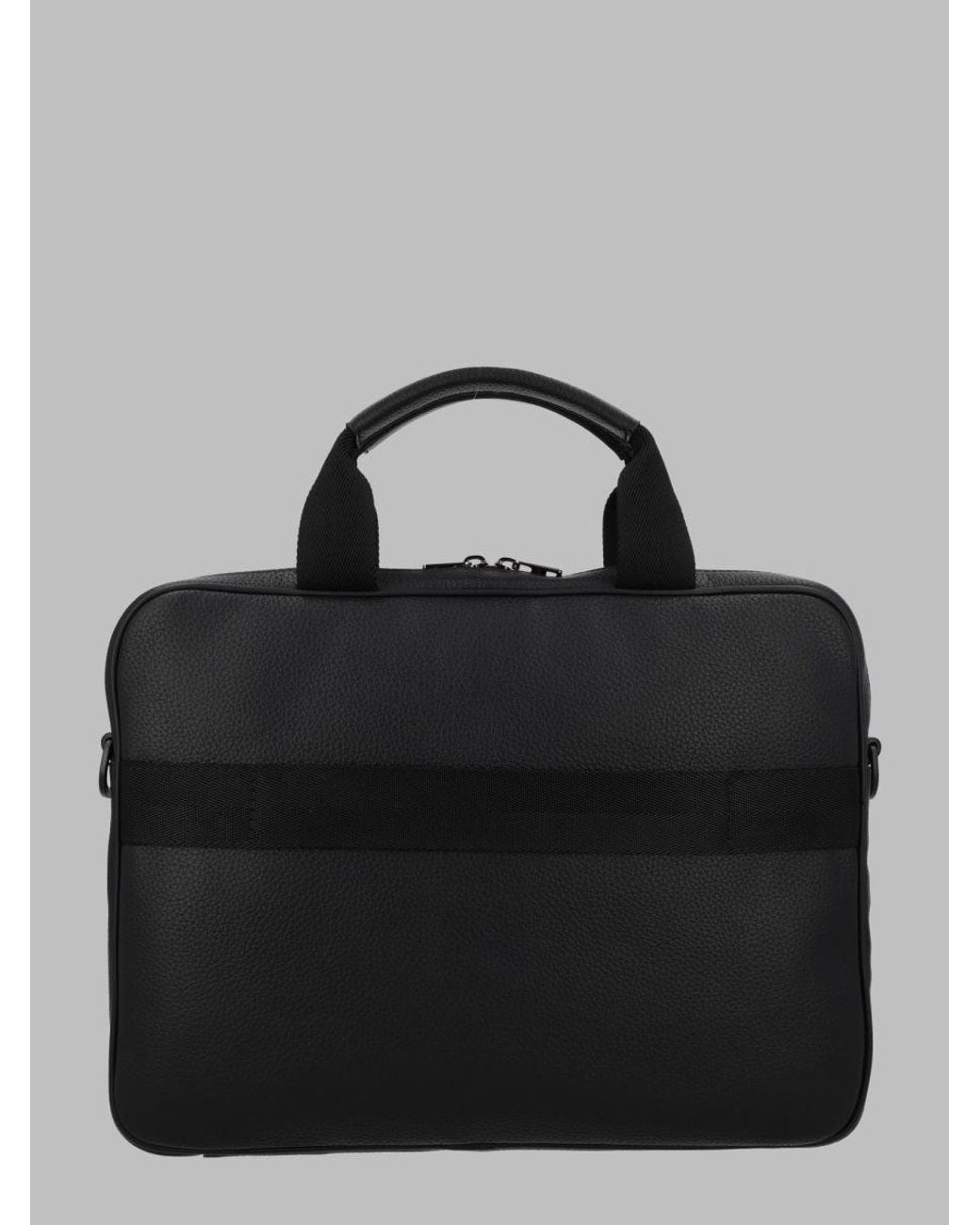 HUGO Black Laptop Briefcase With Detachable Shoulder Strap for men