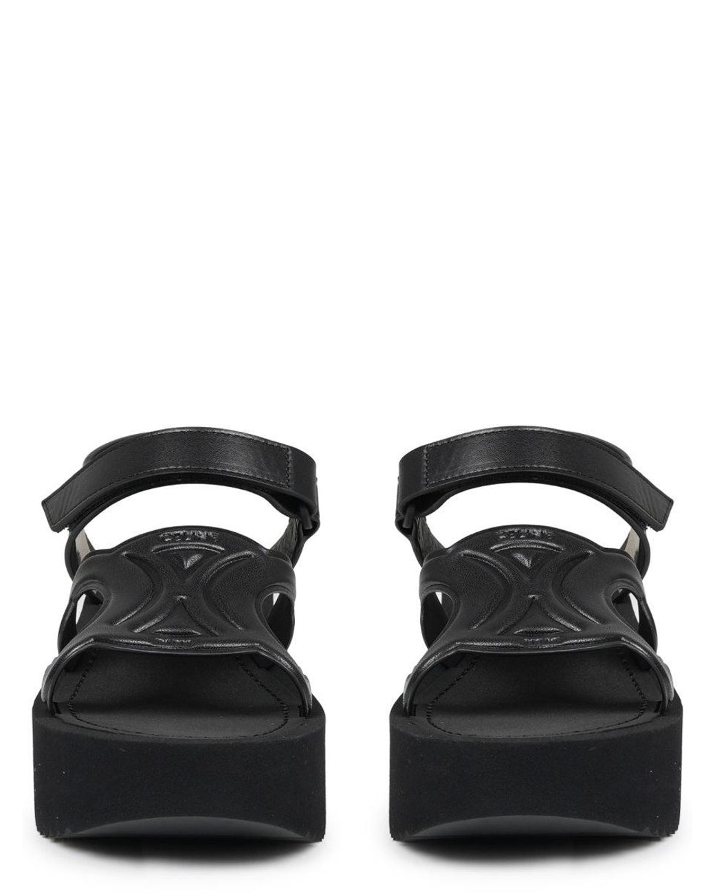 Céline Black Sunny Leather Sandals With 6 Cm Heel