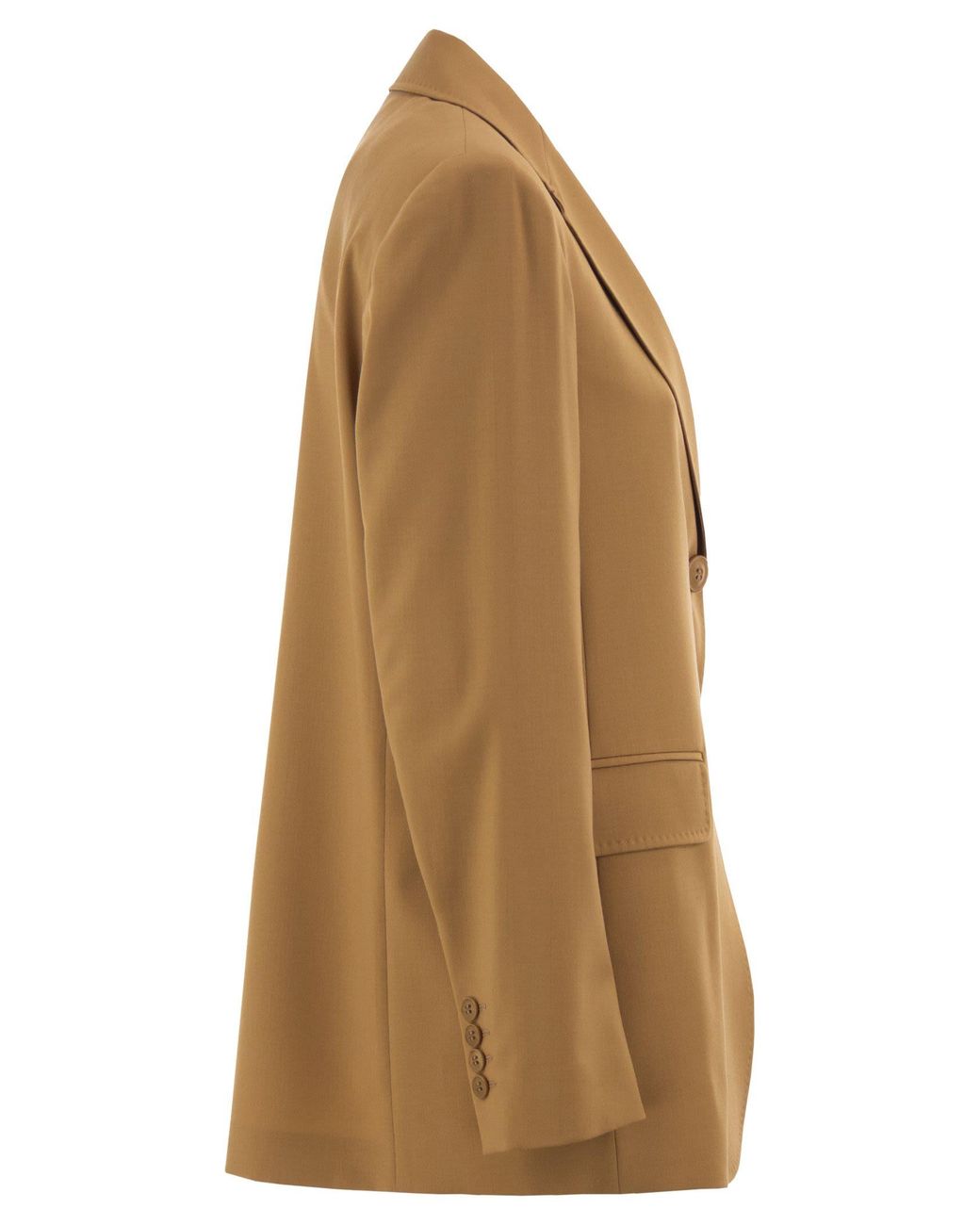 Max Mara Brown Maxmara Studio Mstassenzi – Pure Virgin Wool Single-Breasted Blazer