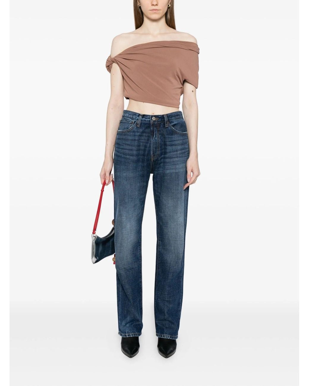 AYA MUSE Blue Straight Jeans With Buckle