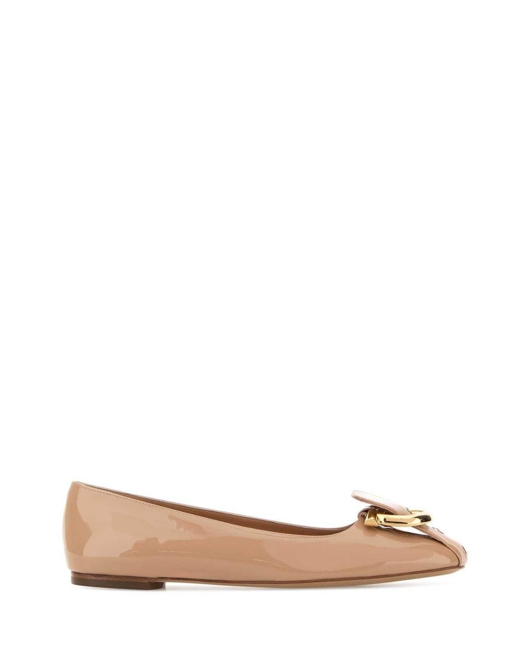 Ferragamo Brown Gancini Leather Ballet Flats