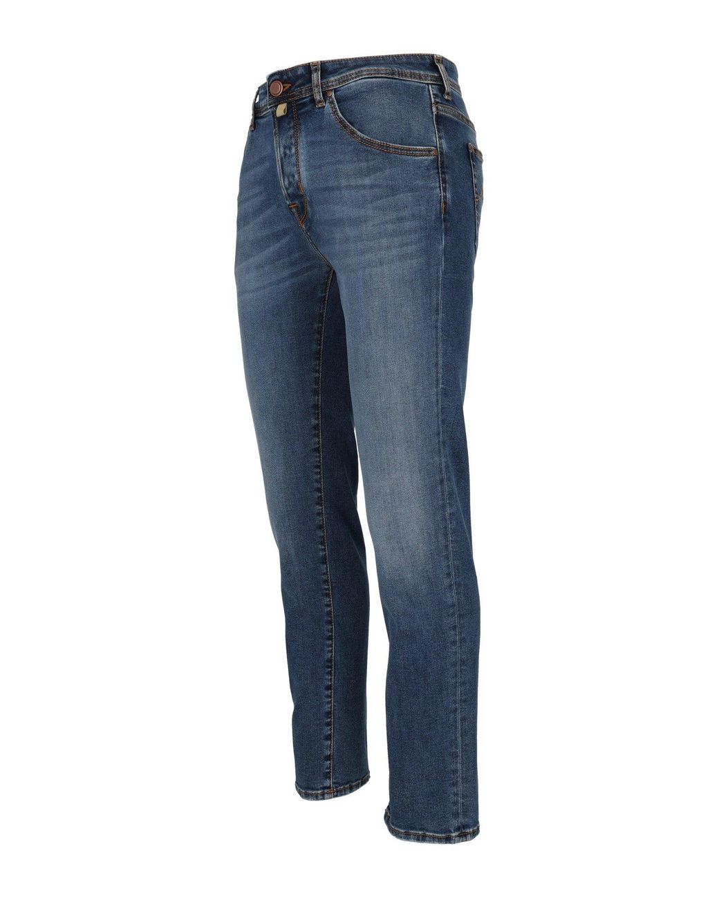 Jacob Cohen Blue Cropped Slim Fit Jeans With Classic Five-Pocket Design for men