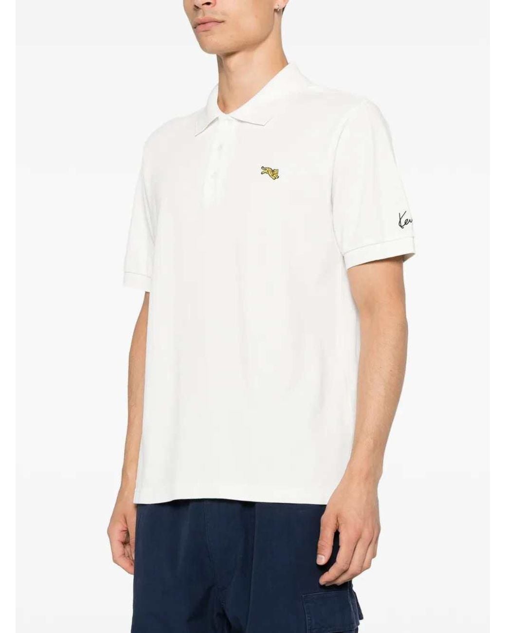 KENZO White Tiger Patch Polo Shirt