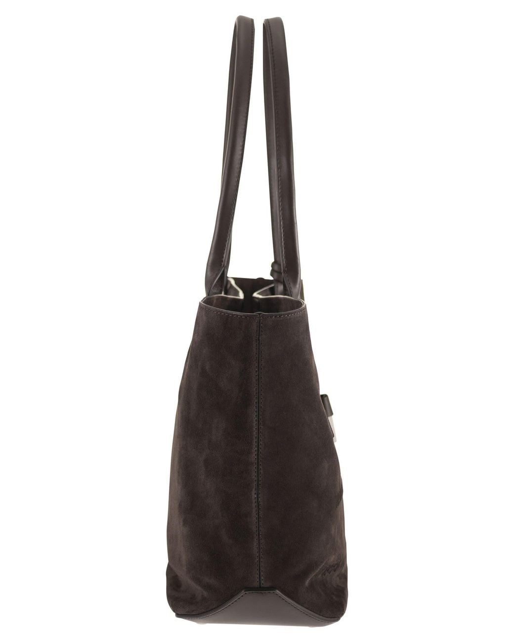 Hogan Black Suede Tote Bag With Embossed Logo