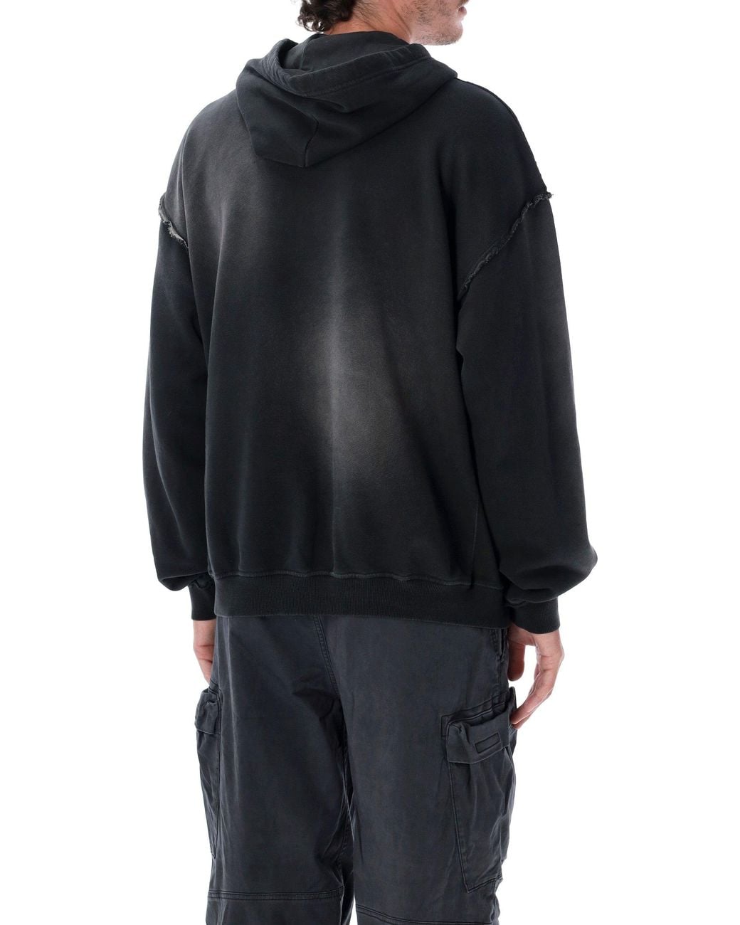 DIESEL Blue Relaxed Fit Washed Hoodie With Vintage Detailing