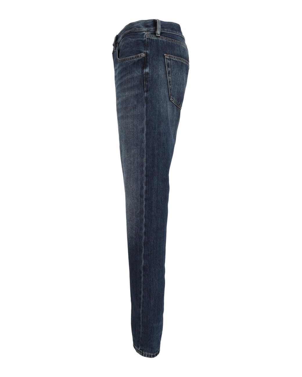 Dondup Blue Classic Straight-Leg Jeans With Vintage Wash Texture