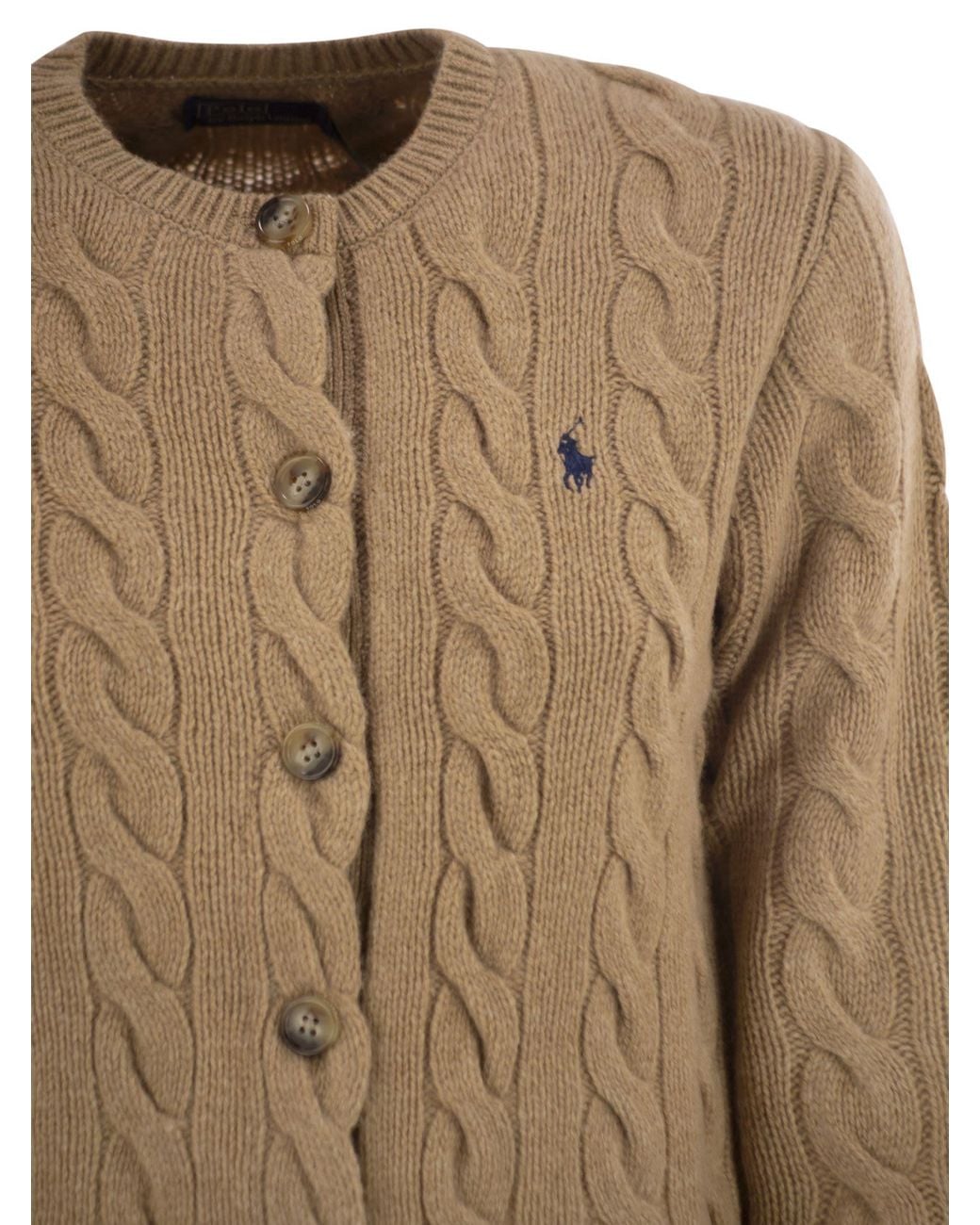 Polo Ralph Lauren Natural Wool And Cashmere Cable Knit Cardigan