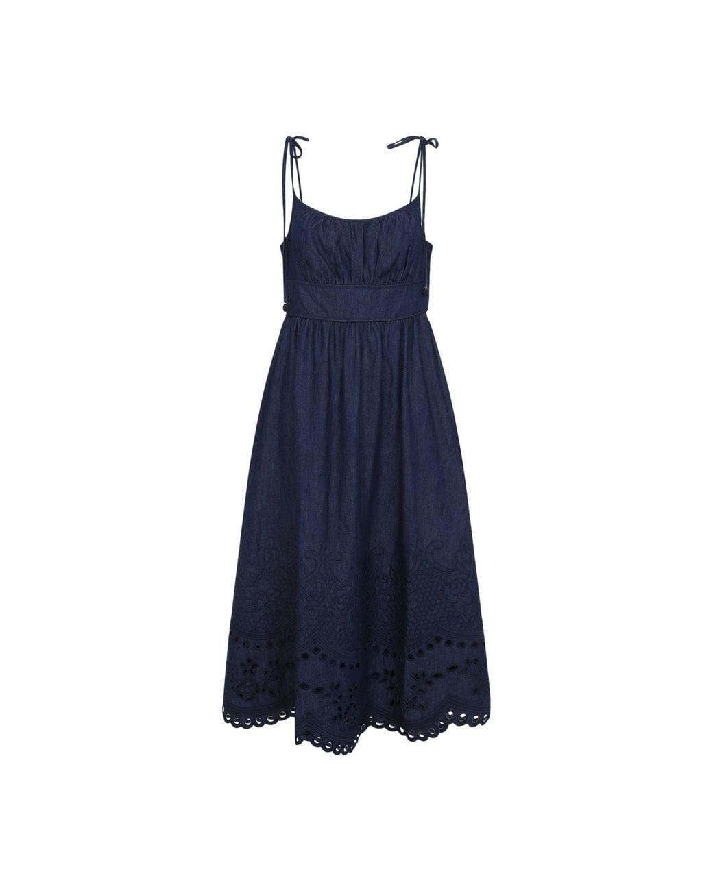 Zimmermann Blue Ink Mahon Denim Broderie Midi Dress