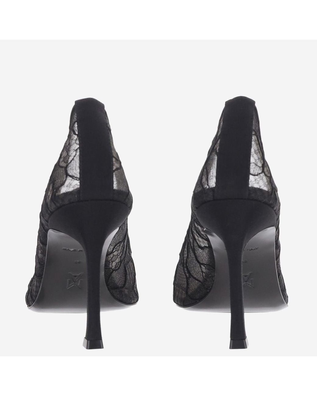 AMINA MUADDI Metallic Camelia Lace Pumps