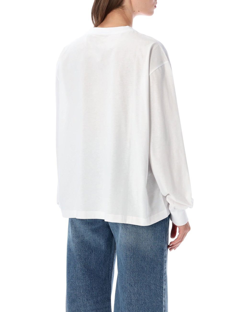 Ganni White Graphic Long-Sleeve T-Shirt