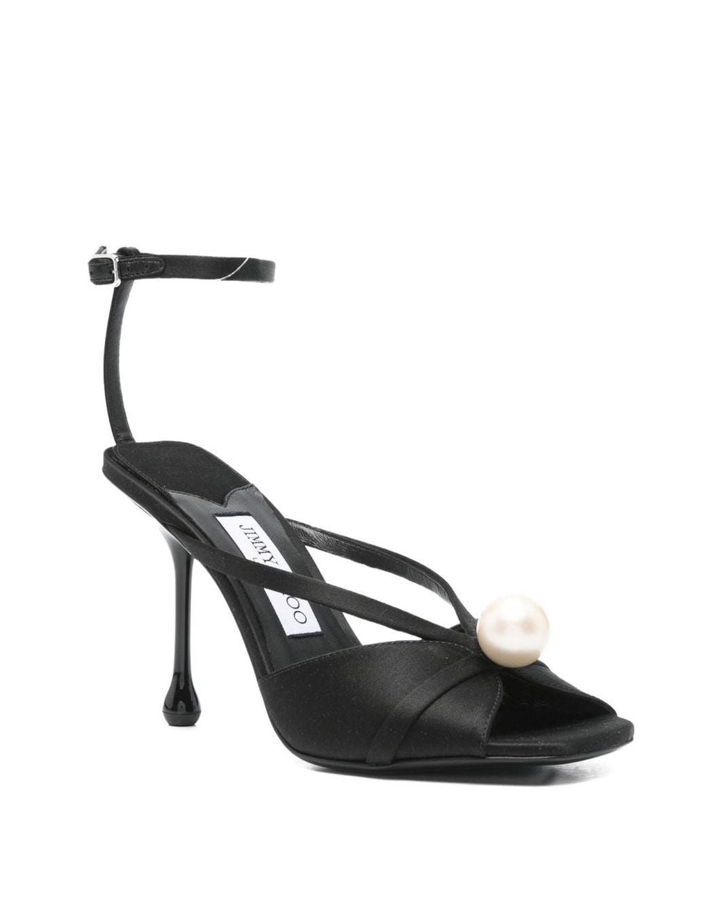 Jimmy Choo Black Siva 95 Satin Sandals