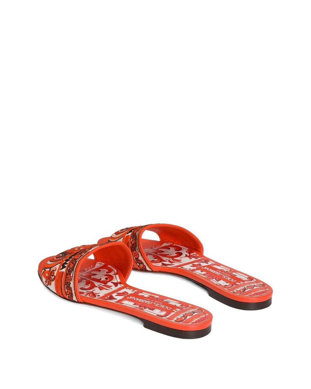 Dolce & Gabbana Multicolor Dolce & Gabbana Maiolica Print Flat Sandals