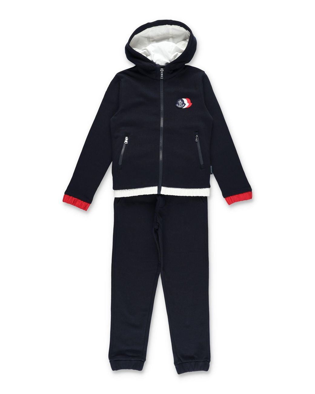 Moncler Blue Boy's Brushed Cotton Zip-Up Hooded Tracksuit Set