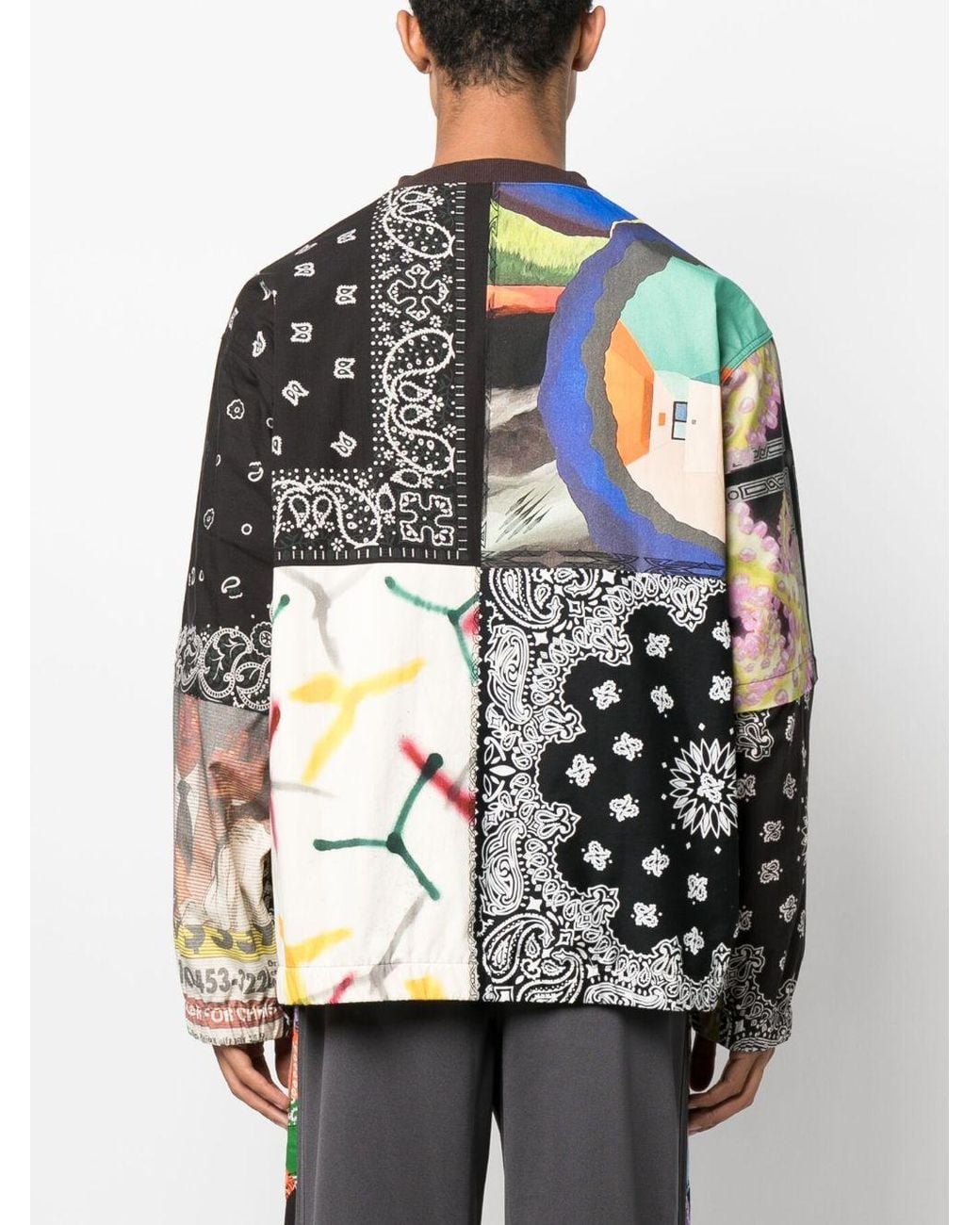 Children of the discordance Natural Patchwork Pattern-Print Cotton Jumper for men