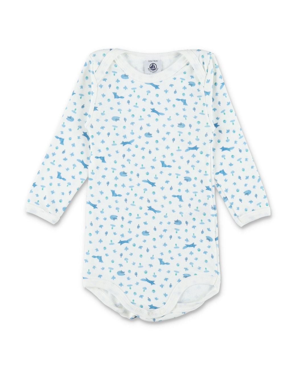 Petit Bateau Blue Boy Ribbed Cotton Long-Sleeve Bodysuit Set, Pack Of 3