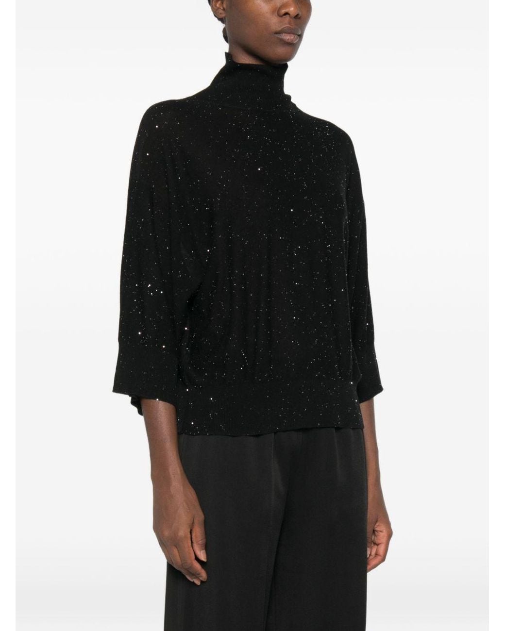 Fabiana Filippi Black Wool Turtle Neck Sweater