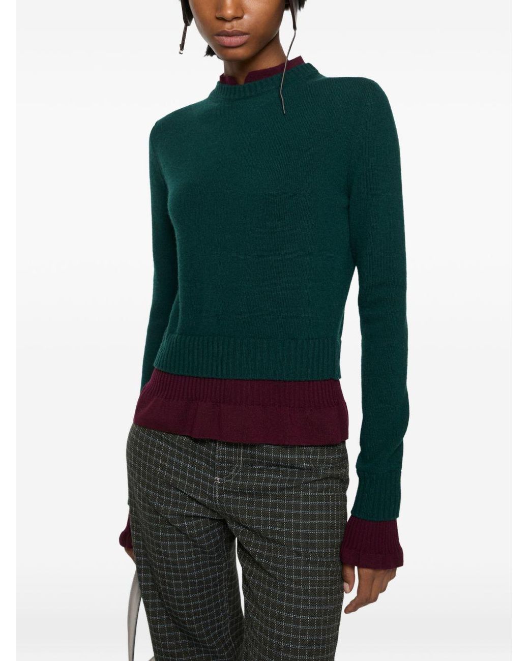 Acne Green Wool Crewneck Sweater