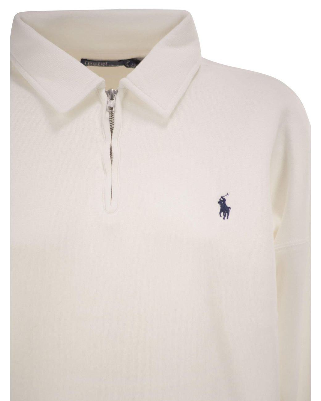 Polo Ralph Lauren White Half-Zip Collared Sweatshirt