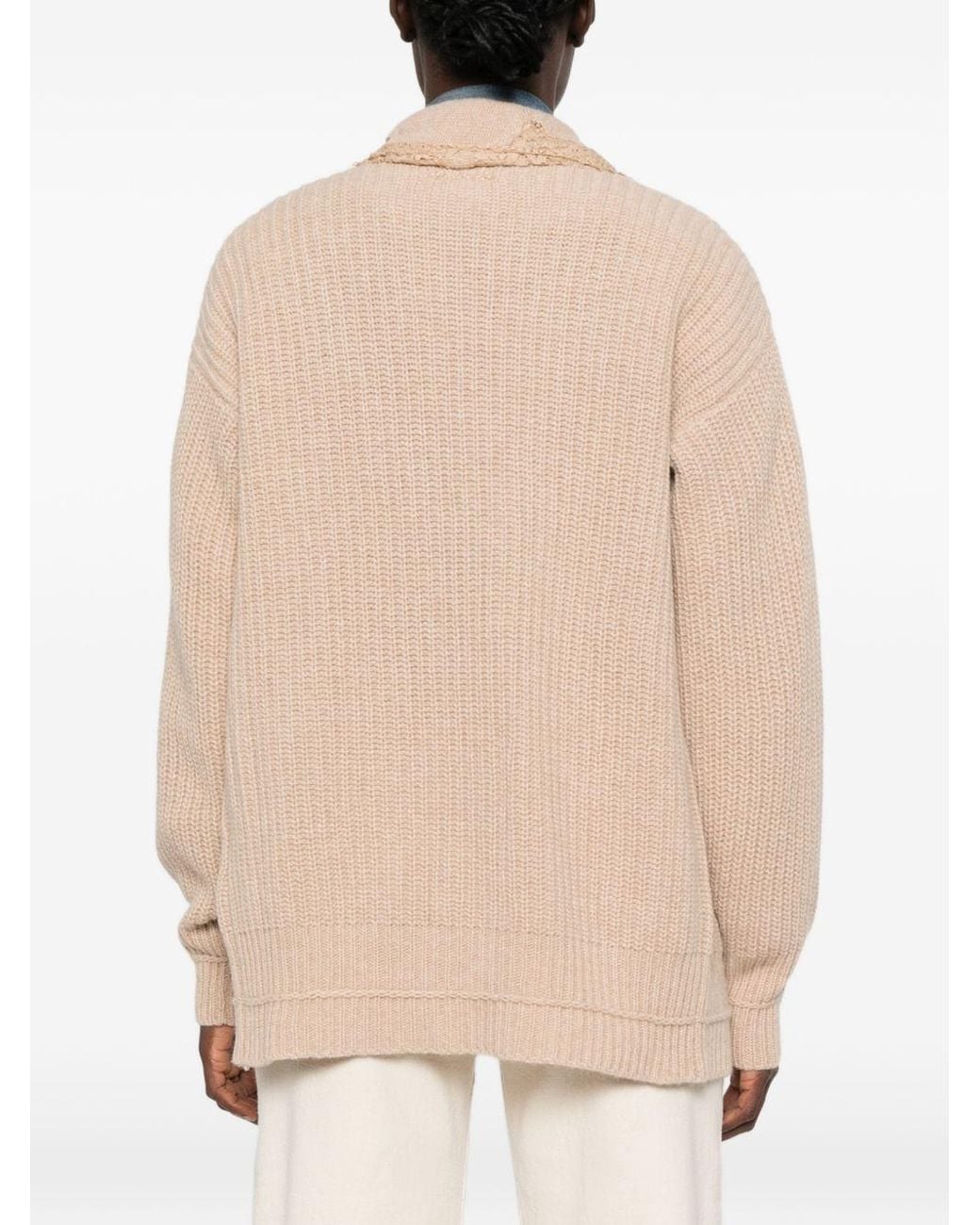 ERMANNO FIRENZE Natural Lace Trim Cotton Cardigan