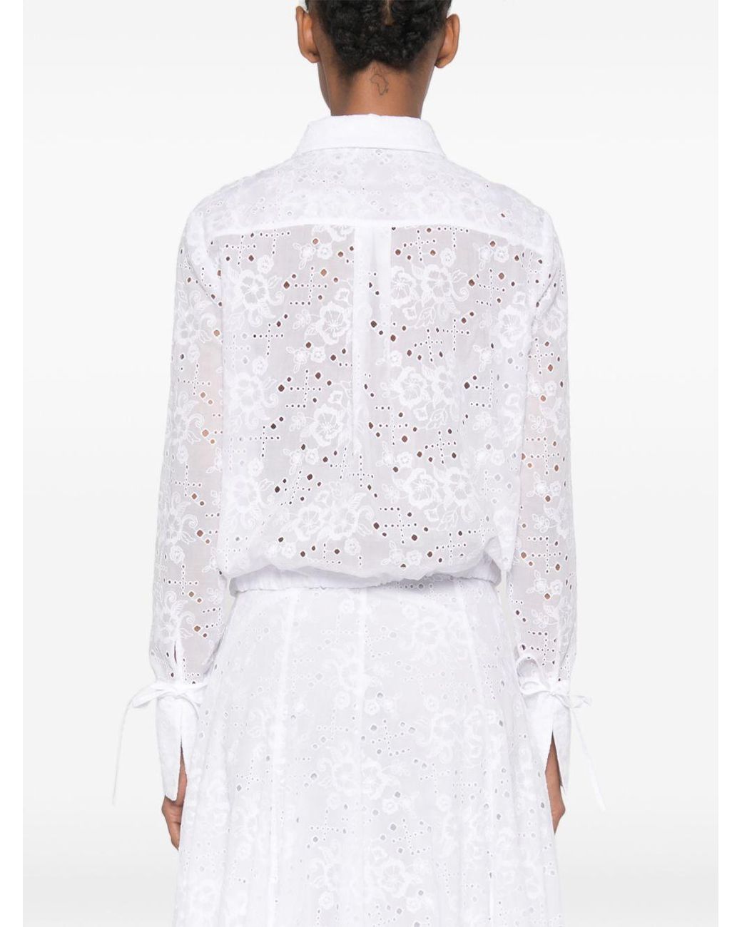 Tory Burch White Eyelet Cotton Blouse