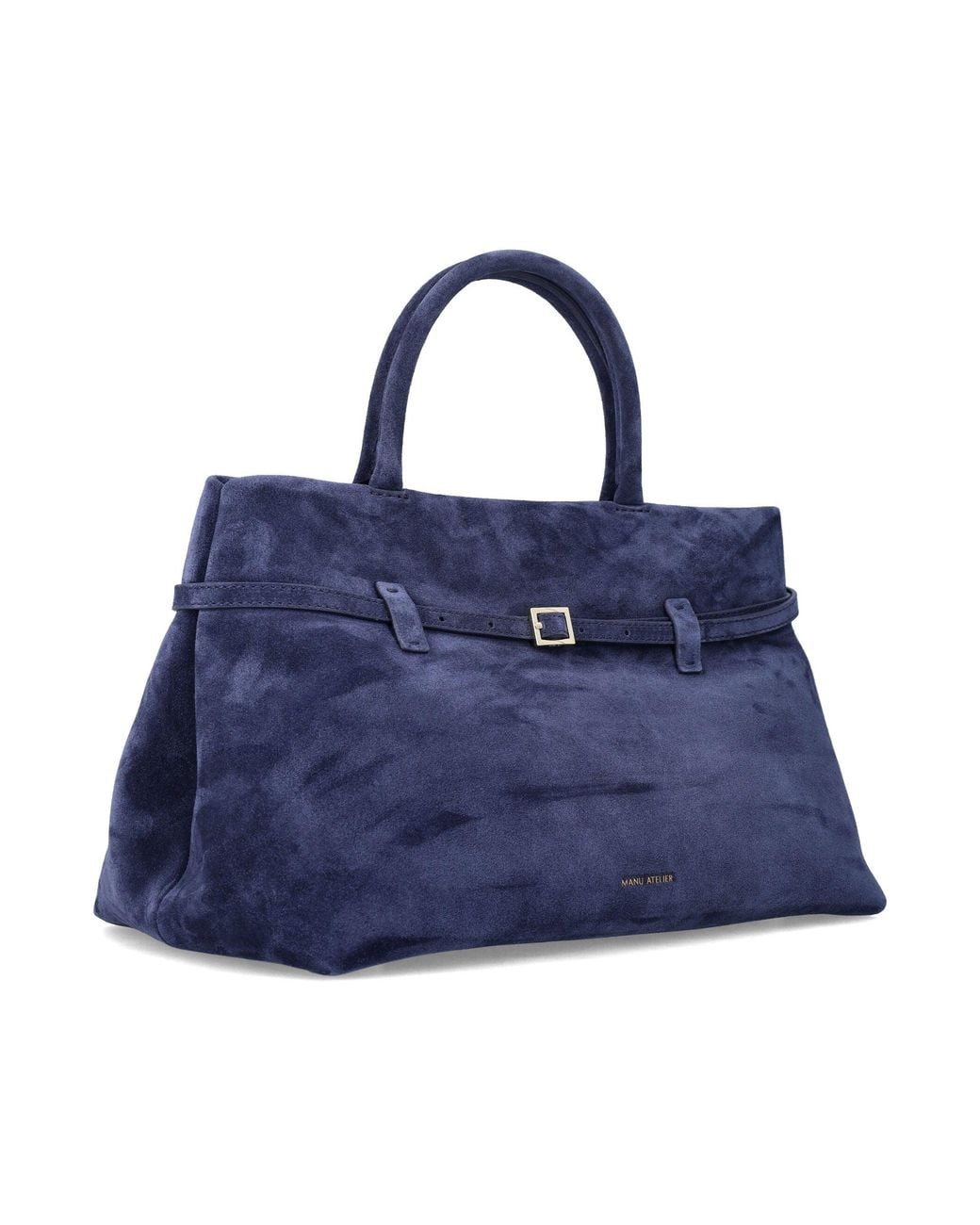 MANU Atelier Blue Suede Belted Tote Bag