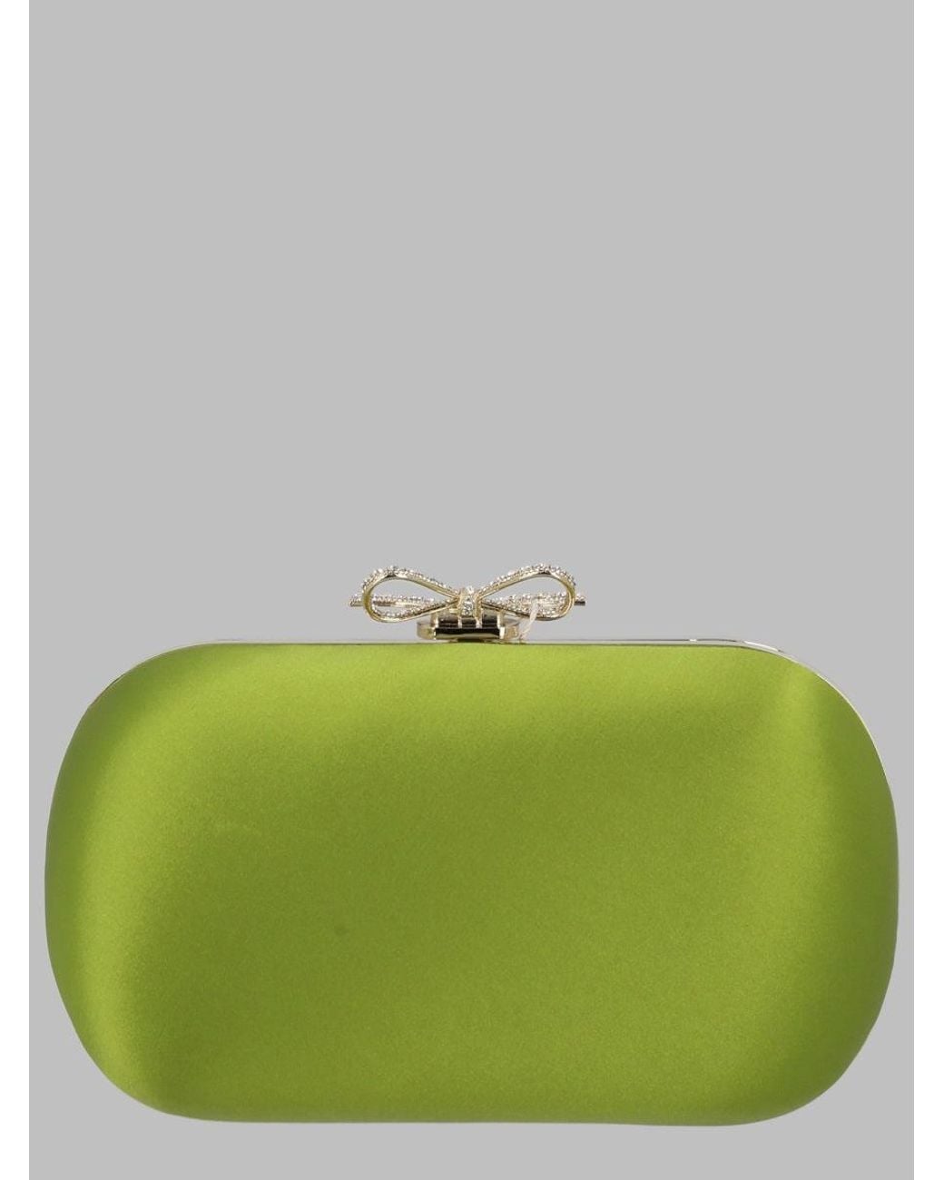 Self-Portrait Green Mini Clutch With Scalloped Design