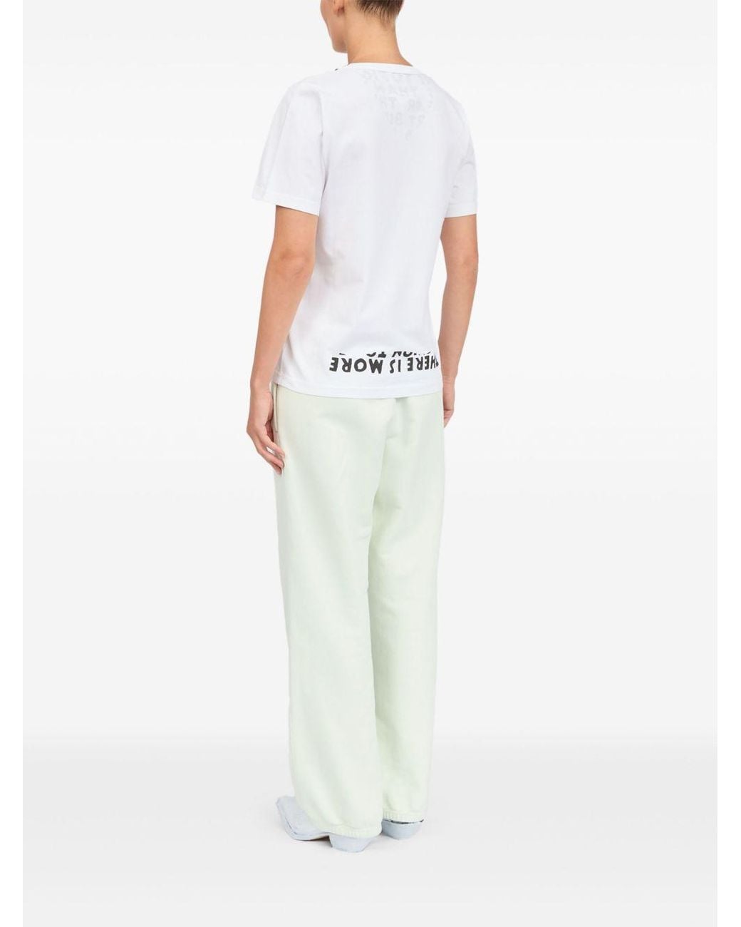 MM6 by Maison Margiela White V-Neck T-Shirt With Stamp-Effect Graphic Print