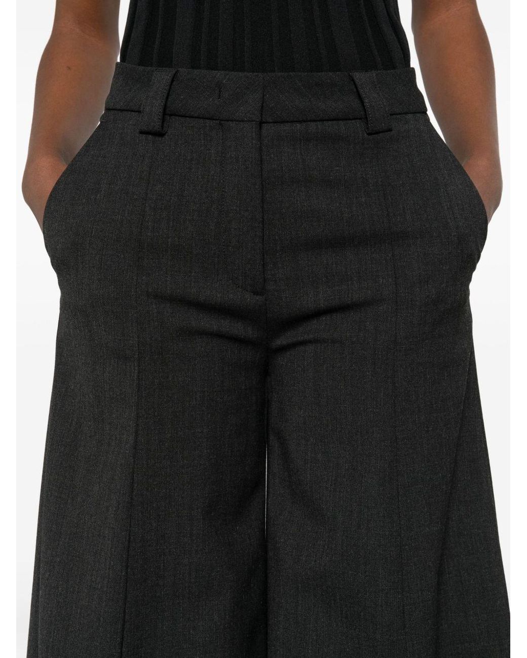 THE LATEST Black Thelatest Alma Wool Blend Wide-Leg Trousers