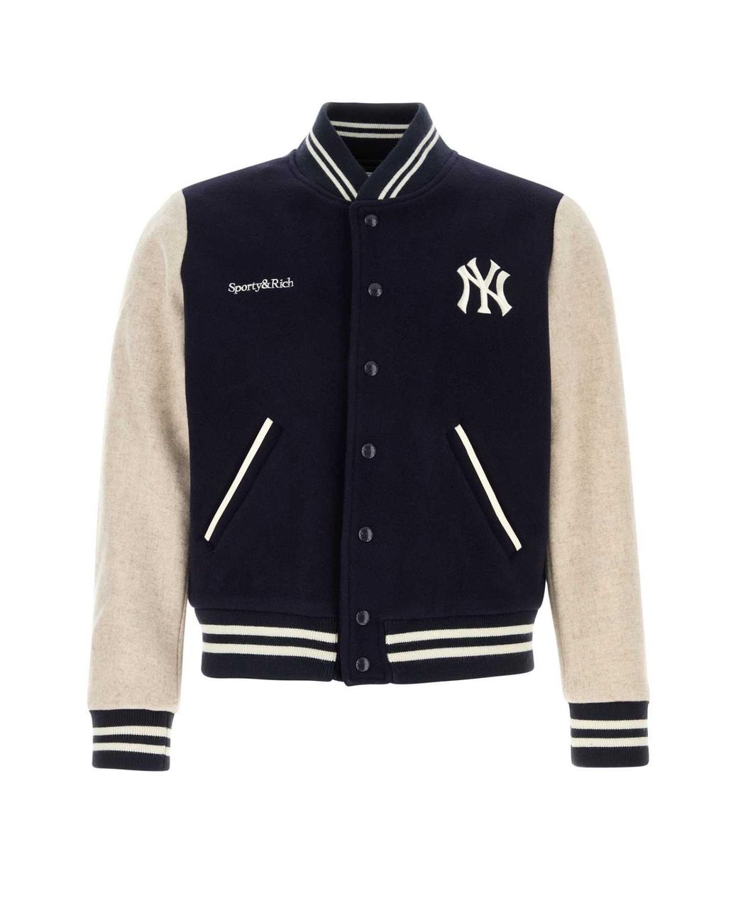 Sporty & Rich Blue Logo Varsity Jacket for men