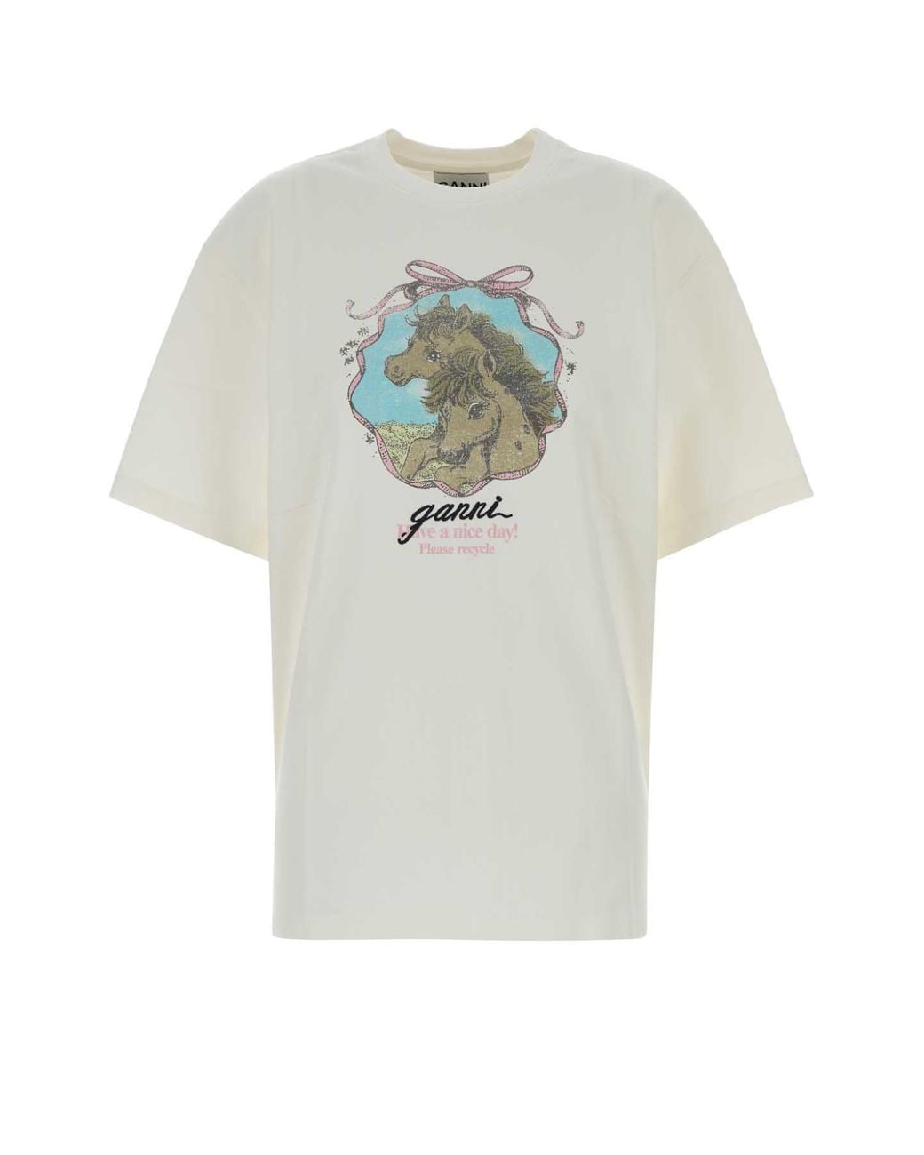 Ganni White Oversize Cotton T-Shirt