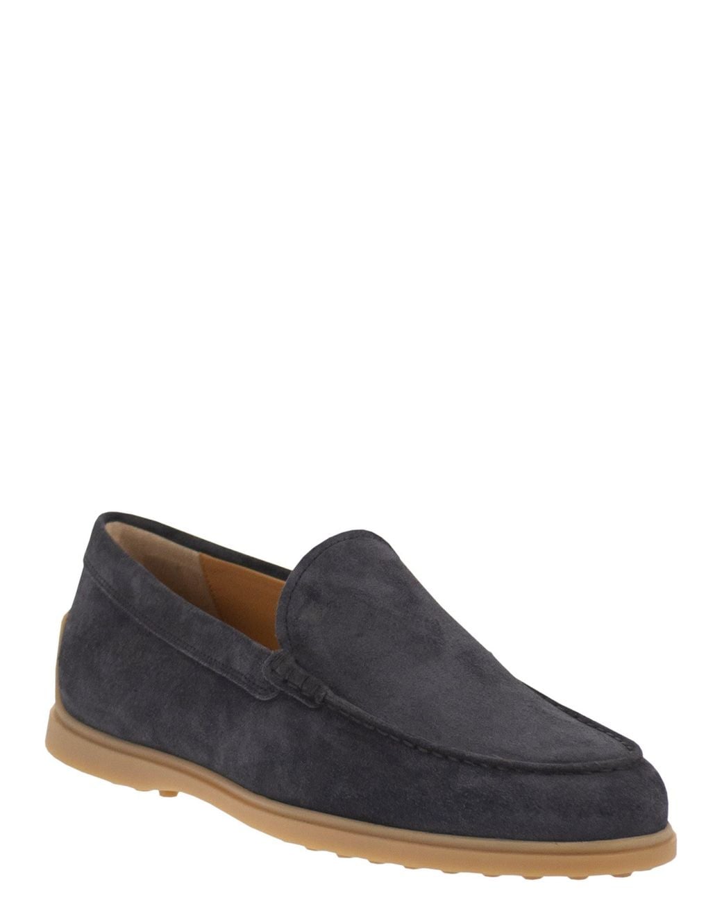 Tod's Blue Suede Leather Slipper Moccasin