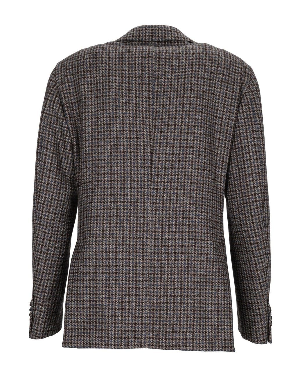 LUIGI BIANCHI SARTORIA Black Drop 7 Houndstooth Structured Blazer for men