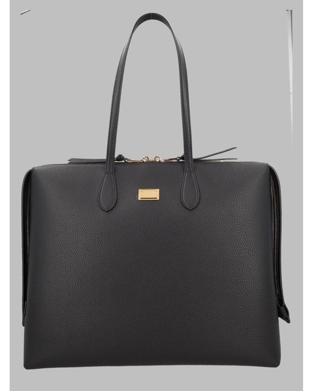 Dolce & Gabbana Gray Leather Tote Bag
