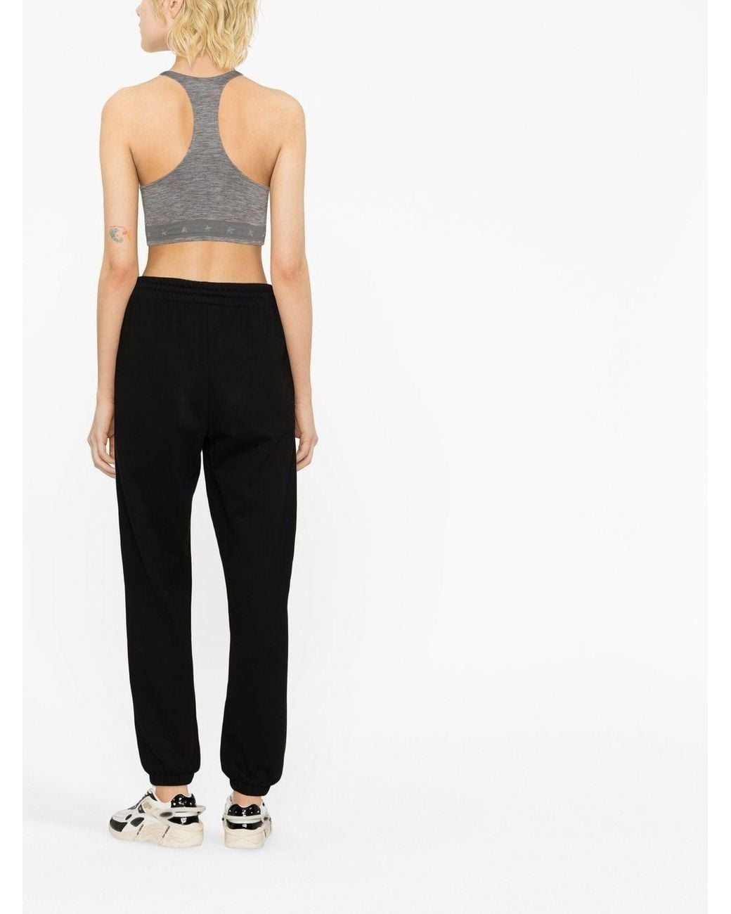 Golden Goose Deluxe Brand Gray Logo-underband Racerback Crop Top