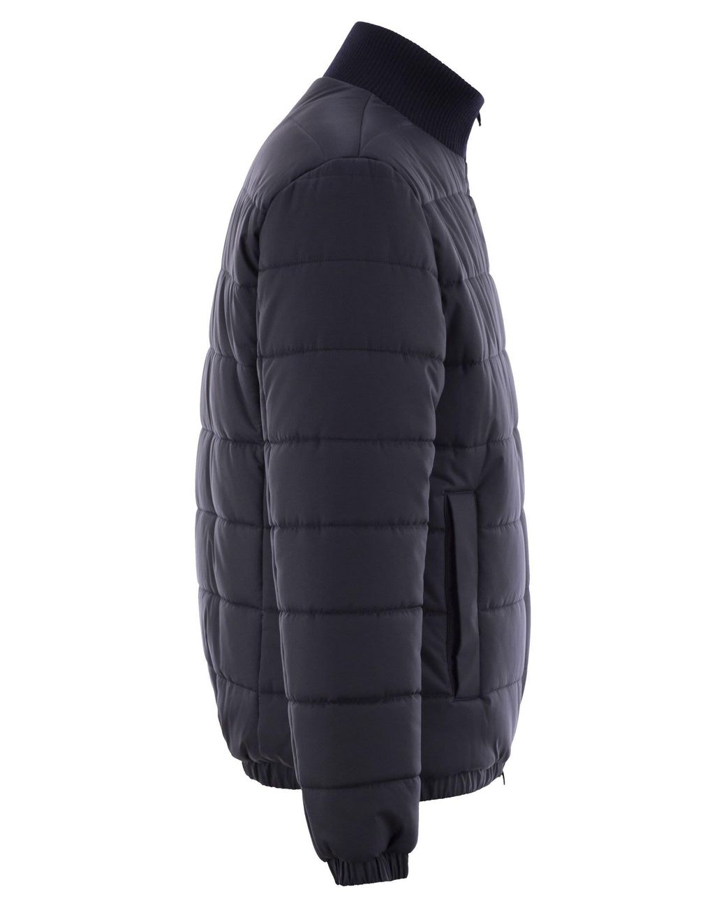 Kiton Blue Technical Fabric Bomber Jacket for men