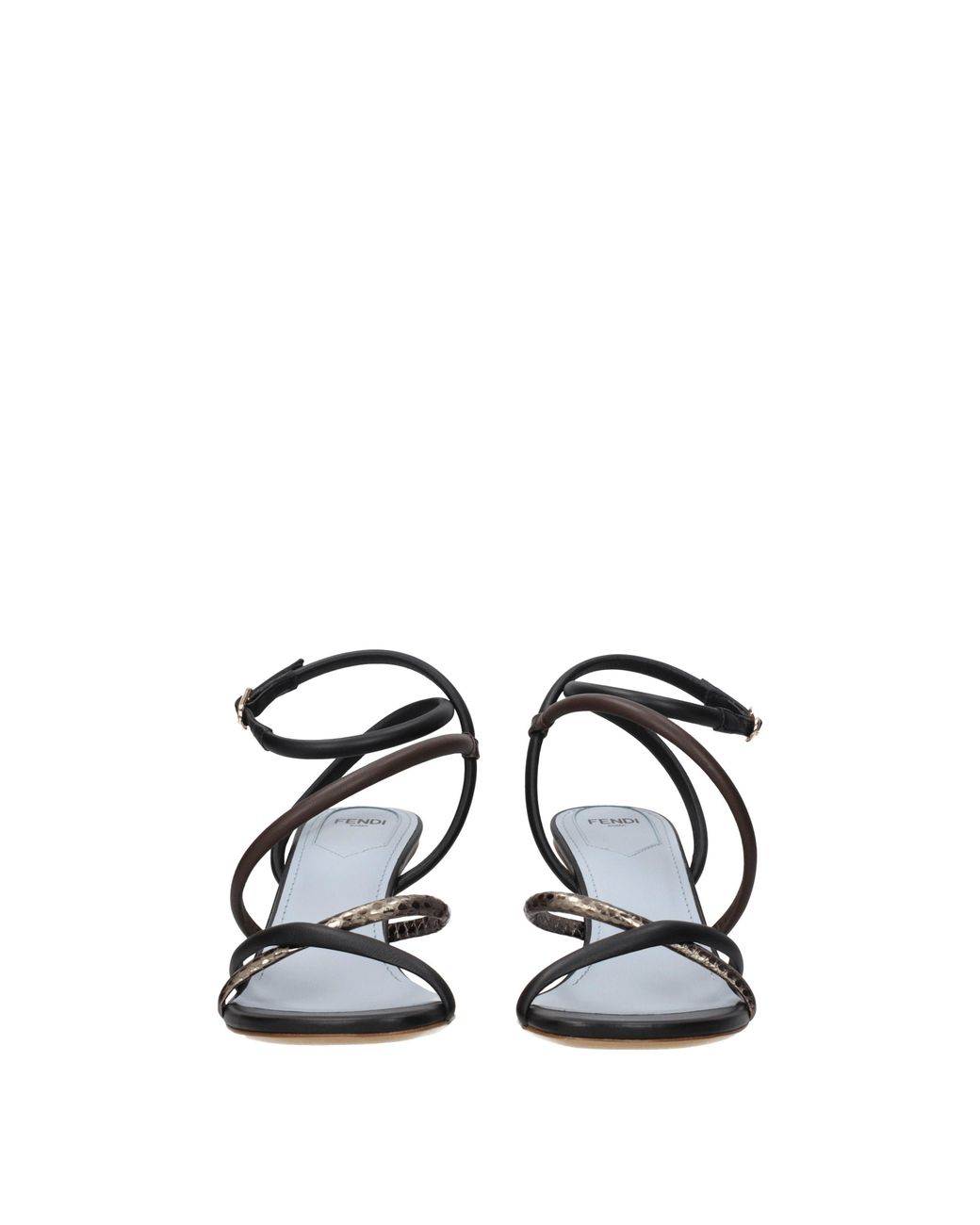 Fendi Black Leather Flat Sandals