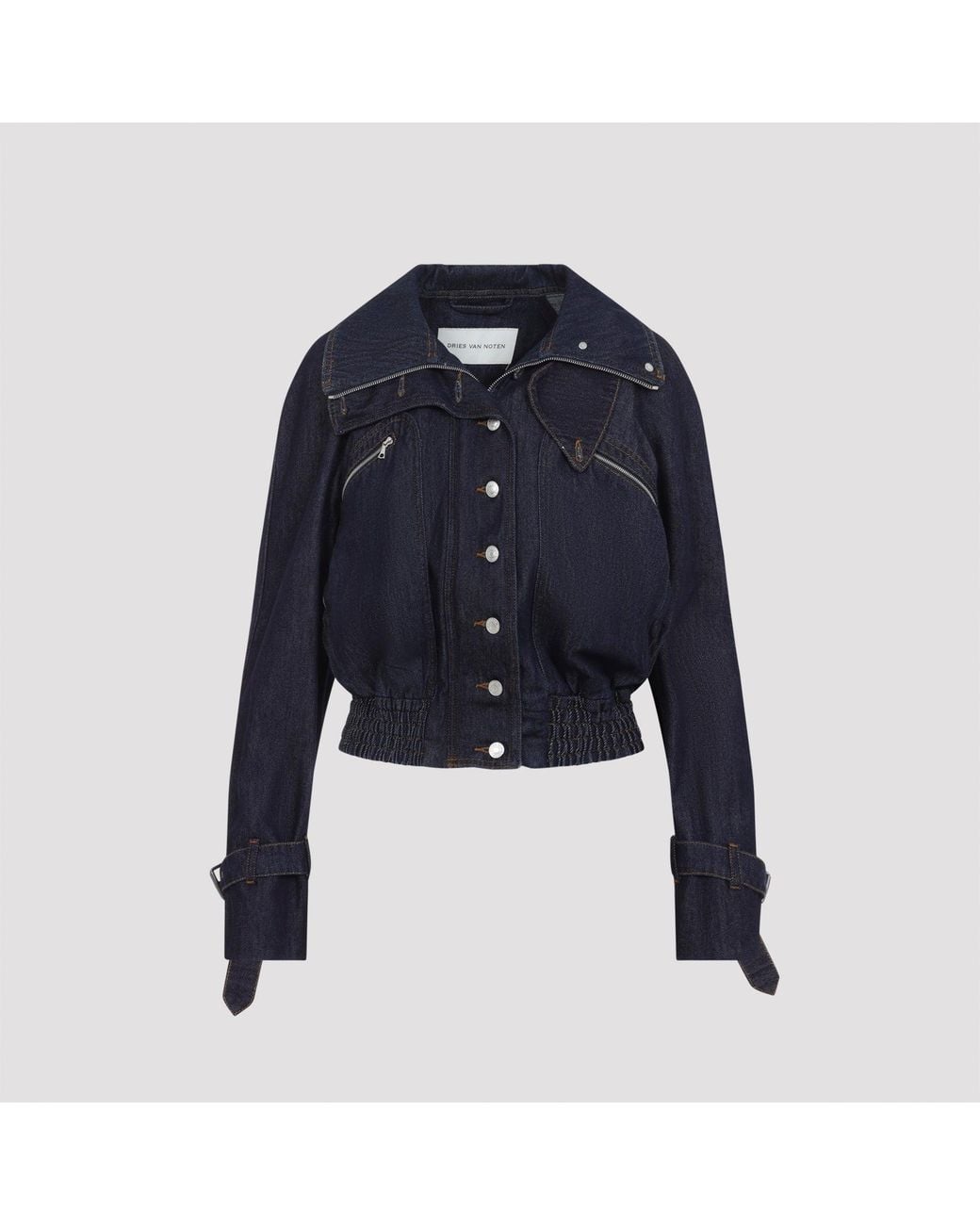 Dries Van Noten Vida Spijkerjack in het Blue