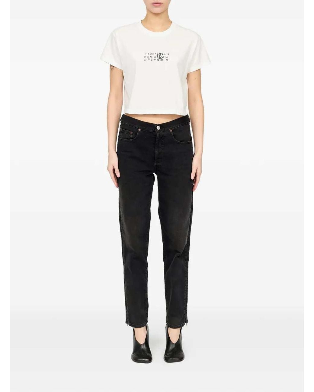 MM6 by Maison Margiela White Printed T Shirt