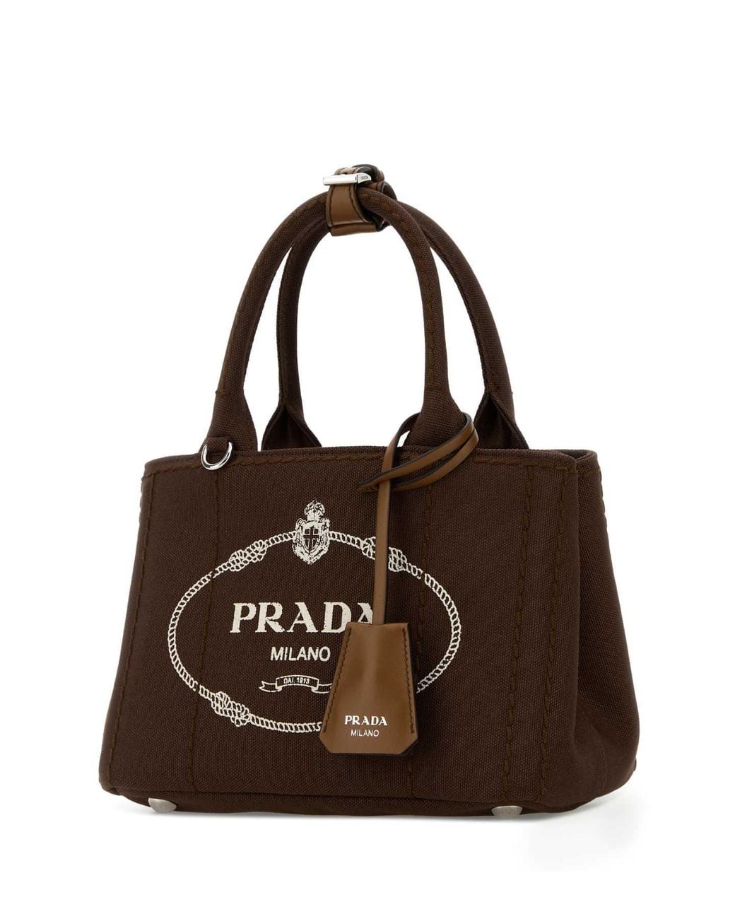 Prada Brown Canvas Mini Jardinière Handbag