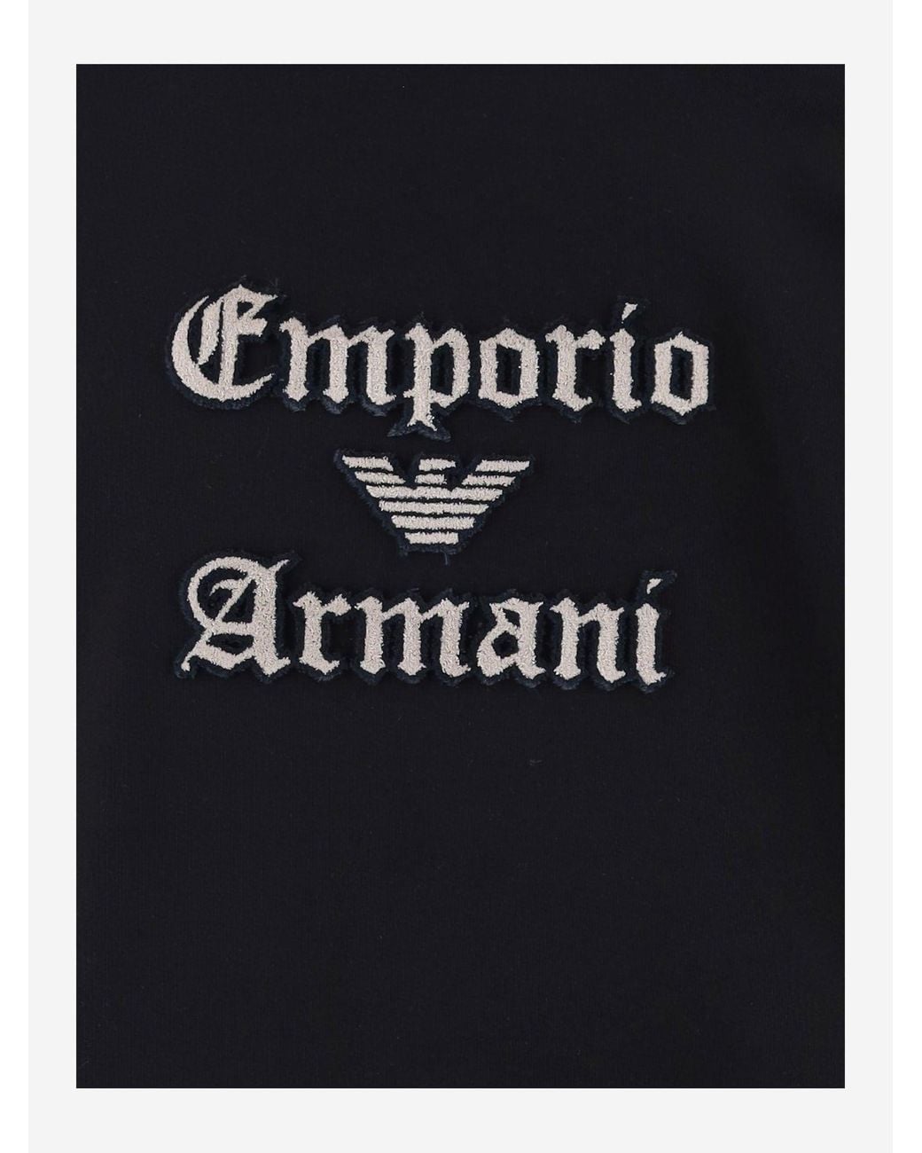 Emporio Armani Blue Cotton Hoodie With Logo