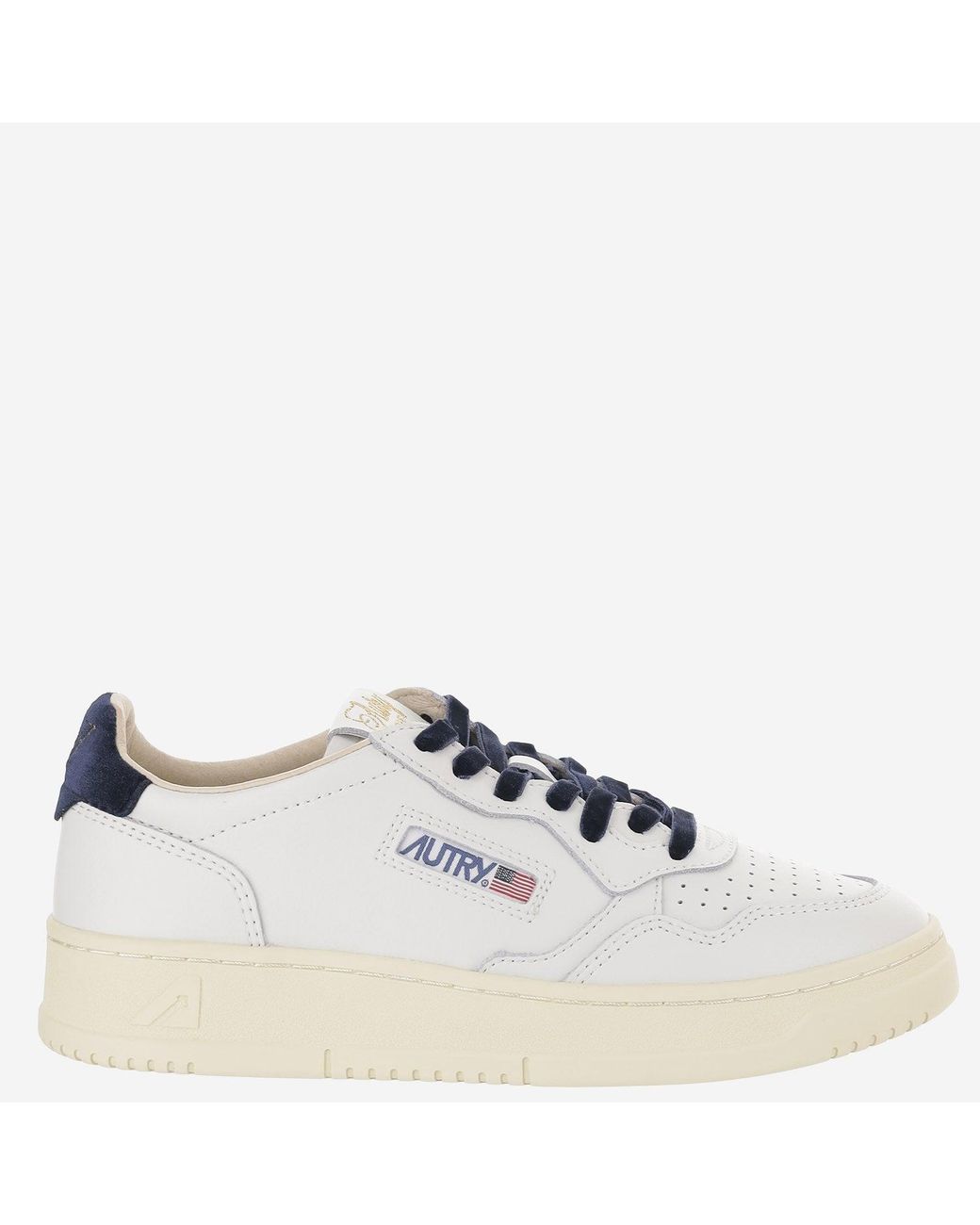 Autry White Medalist Low Leather Sneakers With Velvet Lacing