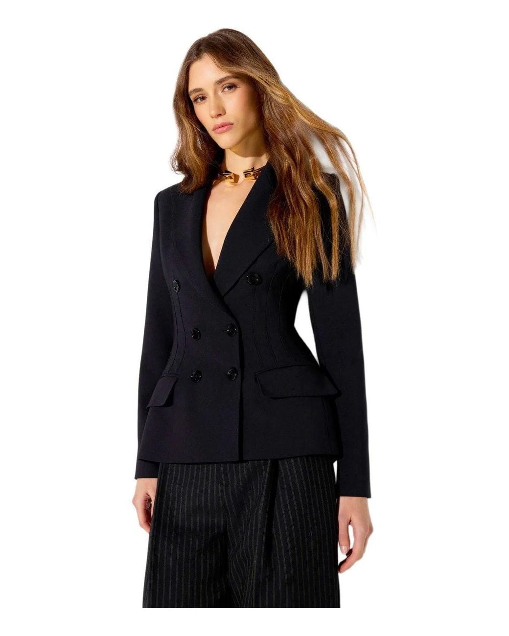 Elisabetta Franchi Black Double Breasted Blazer