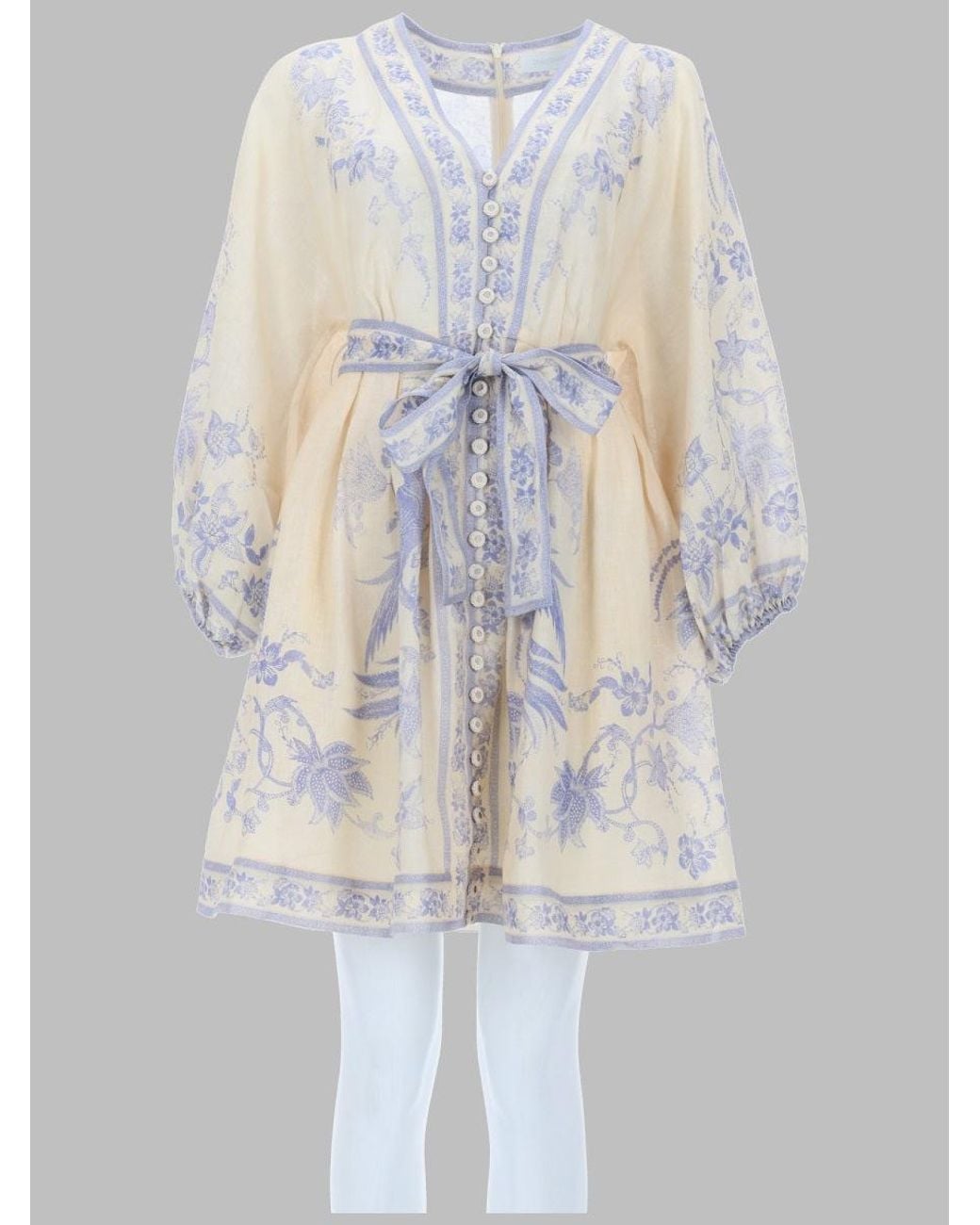 Zimmermann White Mini Abito "Indra Plunge"